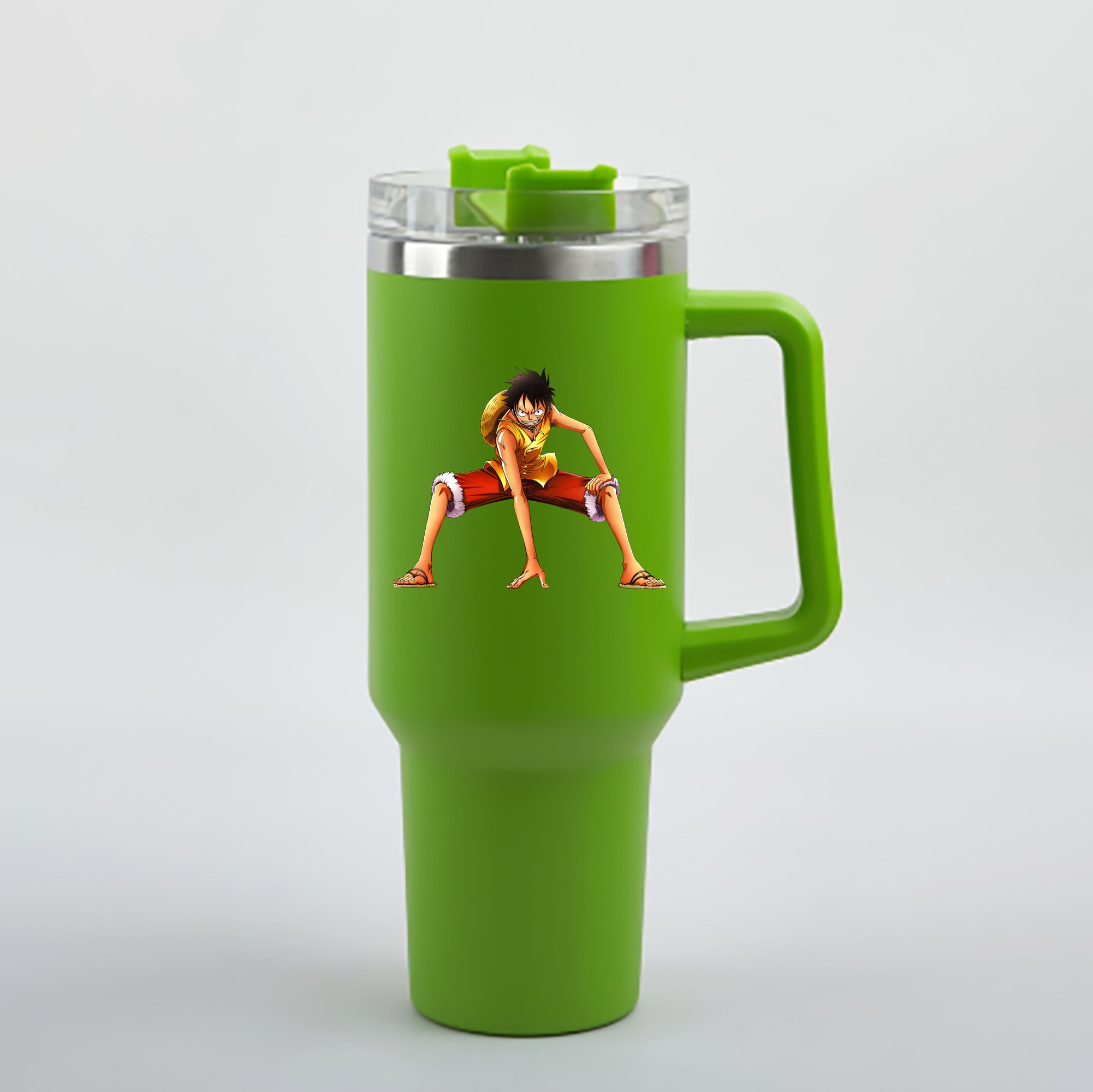 ワンピース モンキー・D・ルフィ ONE PIECE Monkey D. Luffy 1200mL車用タンブラー - クリスタルステッカー（プラスチックストロー付き）